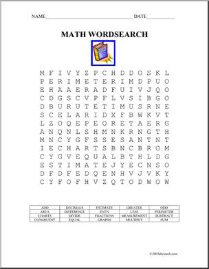 Word Search: Math – Abcteach