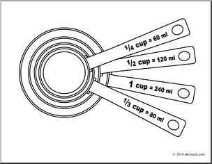 Clip Art: Measuring Cups (coloring page)