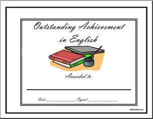 Certificate: Outstanding Achievement Award – English