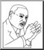 Clip Art: US: Martin Luther King (coloring page)