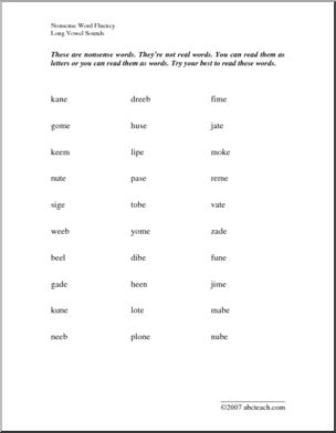 Testing Practice: Nonsense Words (long vowels 2)