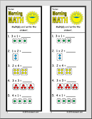 Morning Math Weekly Set – Count and Multiply #1