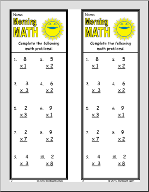 Morning Math Weekly Set – Multiplication Facts – Multiplication Worksheets