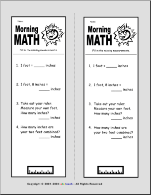 Measurement Conversions 1 Morning Math