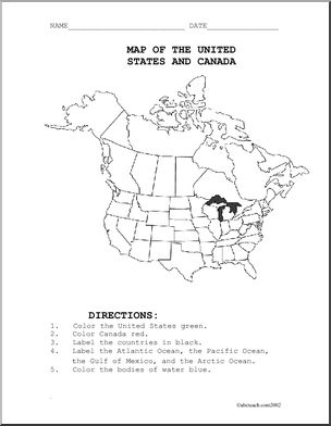 Map: United States and Canada