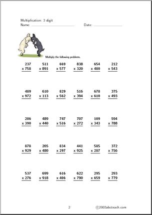Practice Packet (3 digits; set 2) Multiplication