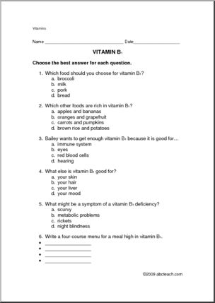 Worksheet: Vitamin B