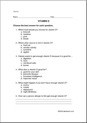 Worksheet: Vitamin D