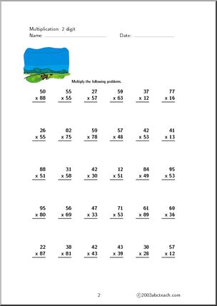 Multiplication (2 digits, set 3) Worksheet