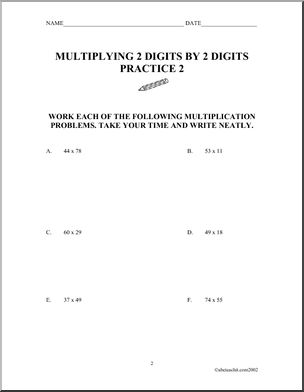 Multiplication (2 digit) Worksheet