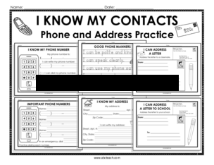 I Know My Contacts – Phone & Address Practice (b/w)