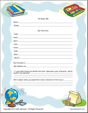 Form: All About Me (upper elem)