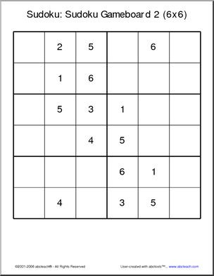 Sudoku: Gameboard 6×6 (2)