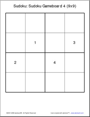 sudoku gameboard 9 9 4 abcteach