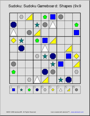 Sudoku: Gameboard – Shapes (9×9 color)