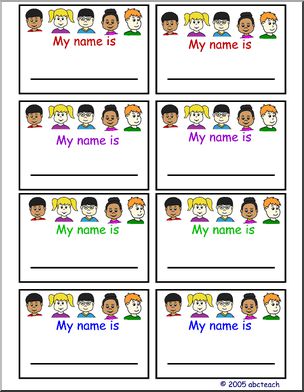Name Tags: My name is (kids theme) Abcteach