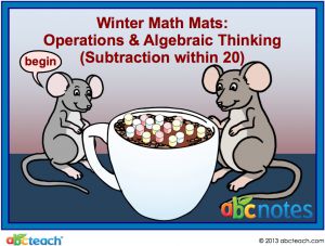 Interactive: Notebook: Math Mats: Operations & Algebraic Thinking, Subtraction – Winter Theme (grade 1)