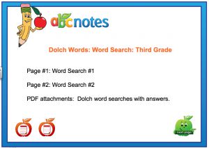 Dolch Words Word Searches Third Grade’ Interactive Notebook