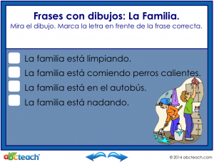 Interactive: Notebook: Spanish – Picture Sentences – La Familia (family)