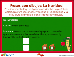 Interactive: Notebook: Spanish – Picture Sentences – La Navidad (Christmas)