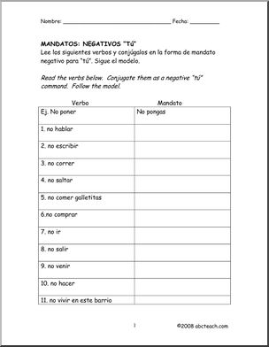 Spanish: Mandatos: TË™ – Prueba/Control de afirmativos y negativos ...