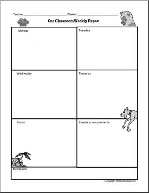 Classroom Newsletter Forms: Animal Theme (b/w version 1)
