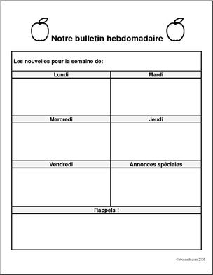 French: Newsletter form apple black and white – Abcteach