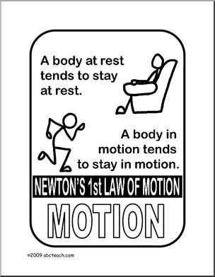 Poster: Physics – Newton’s First Law of Motion (b/w)