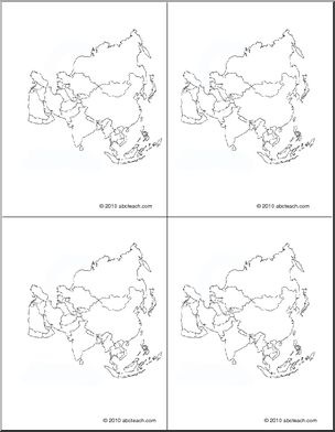 Nomenclature Cards: Continents; Asia (4) (b/w)
