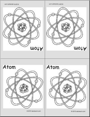 Nomenclature Cards: Atom (b/w) (4) (foldable) – Abcteach