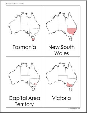 Nomenclature Cards: Australia (red-highlight)