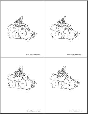 Nomenclature Cards: Map Canada (4) (b/w)