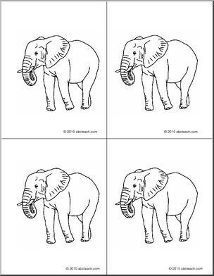 Nomenclature Cards: Elephant (4) (b/w) – Abcteach