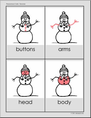 Nomenclature Cards: Snowman (red-highlight)