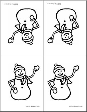 Nomenclature Cards: Snowman Four Foldable (b/w) (k-1)