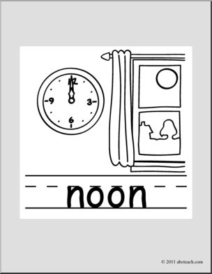 Clip Art: Basic Words: Noon B&W (poster)