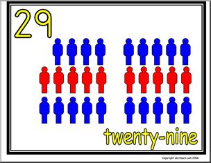 29 & Twenty-nine (29 pictures) Number Sign