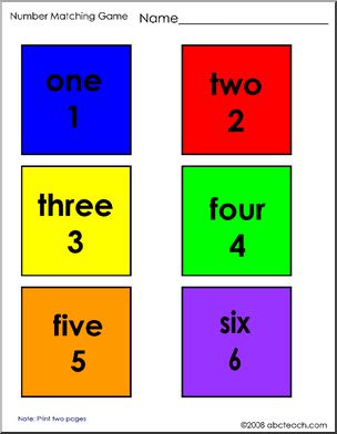 Numbers and Pictures to 10 (preschool/primary) -color Matching