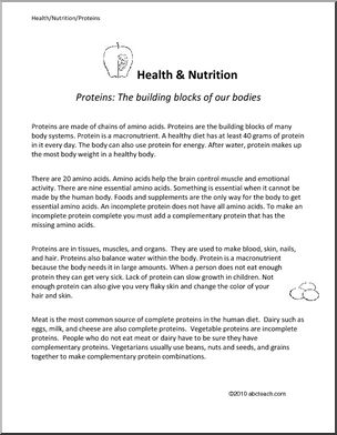 Comprehension: Nutrition; Protein (elementary)