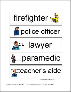 Word Wall: Community Helpers/Occupations (pictures) (set 2)