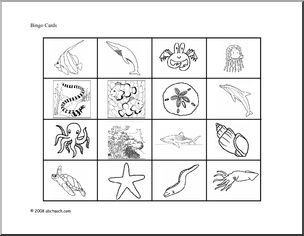 Bingo Cards: Ocean Animals (elem)