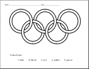 Color: Olympic Rings “Color by Number” Worksheet (primary)