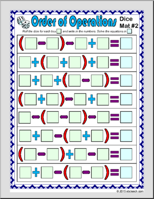 Math Game: Order of Operations – Dice Mats