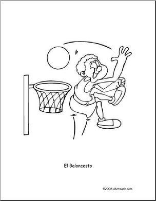 Spanish: PÂ·gina para colorear: El Baloncesto (primaria)