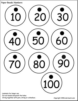Paper Beads: Count by 10s (b/w)