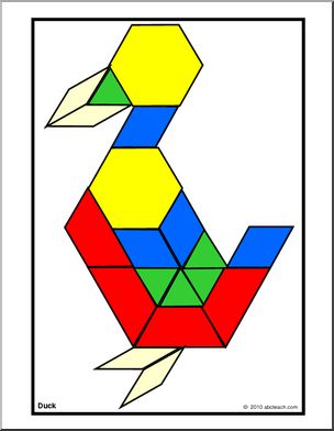 Pattern Block Cards: Medium Animal-Duck Pattern (montessori) (color)
