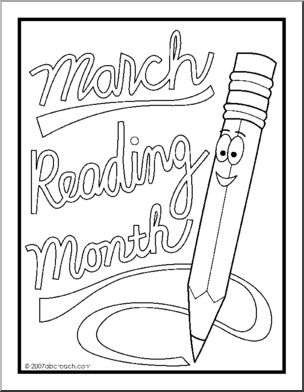 Coloring Page: March – Reading Month