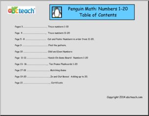 Counting and Addition to 20 (K-1) Penguin Theme Unit