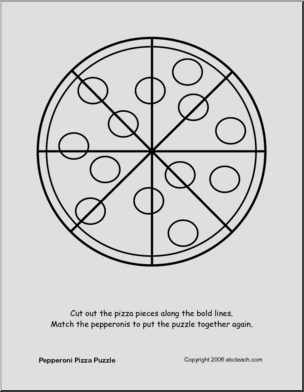 Puzzle: Pepperoni Pizza (b/w) – Abcteach