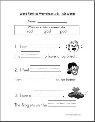 Word Family – ad words Worksheet – Abcteach